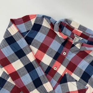 Forever 21 Plaid Button Down‎ Shirt Womens Medium Red Blue Flannel Long Sleeve